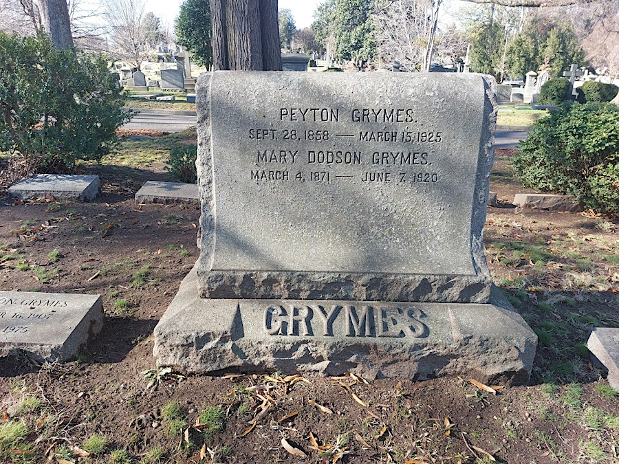 plot at Hollywood Cemetery with Peyton Grymes, Mary Cox Dodson, and several of their children