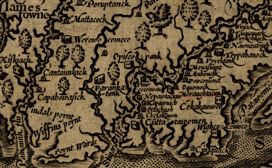 the Grymes plantation at Morattico was named after the primary town of the Moraughtacund tribe, and John Smith helped to negotiate a peace between the Moraughtacund and Rappahannock tribes in 1608